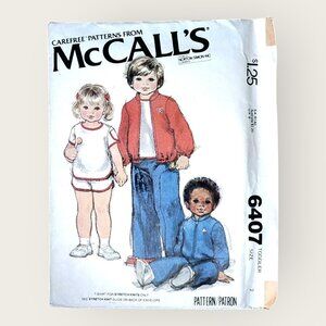 Vintage 1970s McCalls Sewing Pattern 6407 Toddler Shirt Pants Shorts Jacket Sz 2